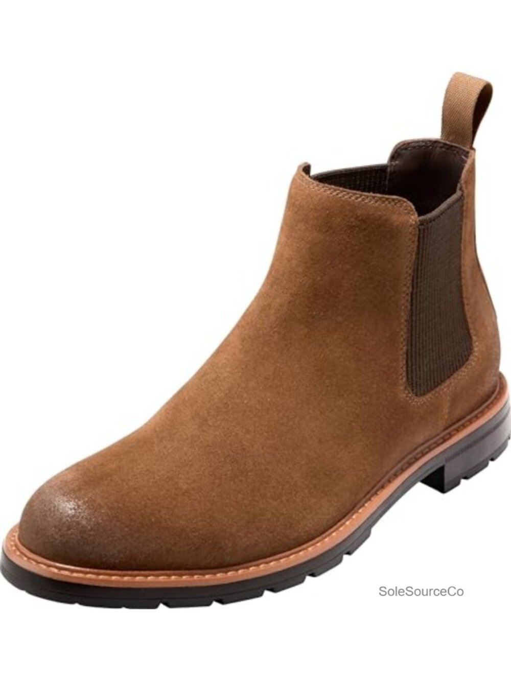 Suede Chelsea Boots Round Toe Flat Heel Mid-Calf Fall